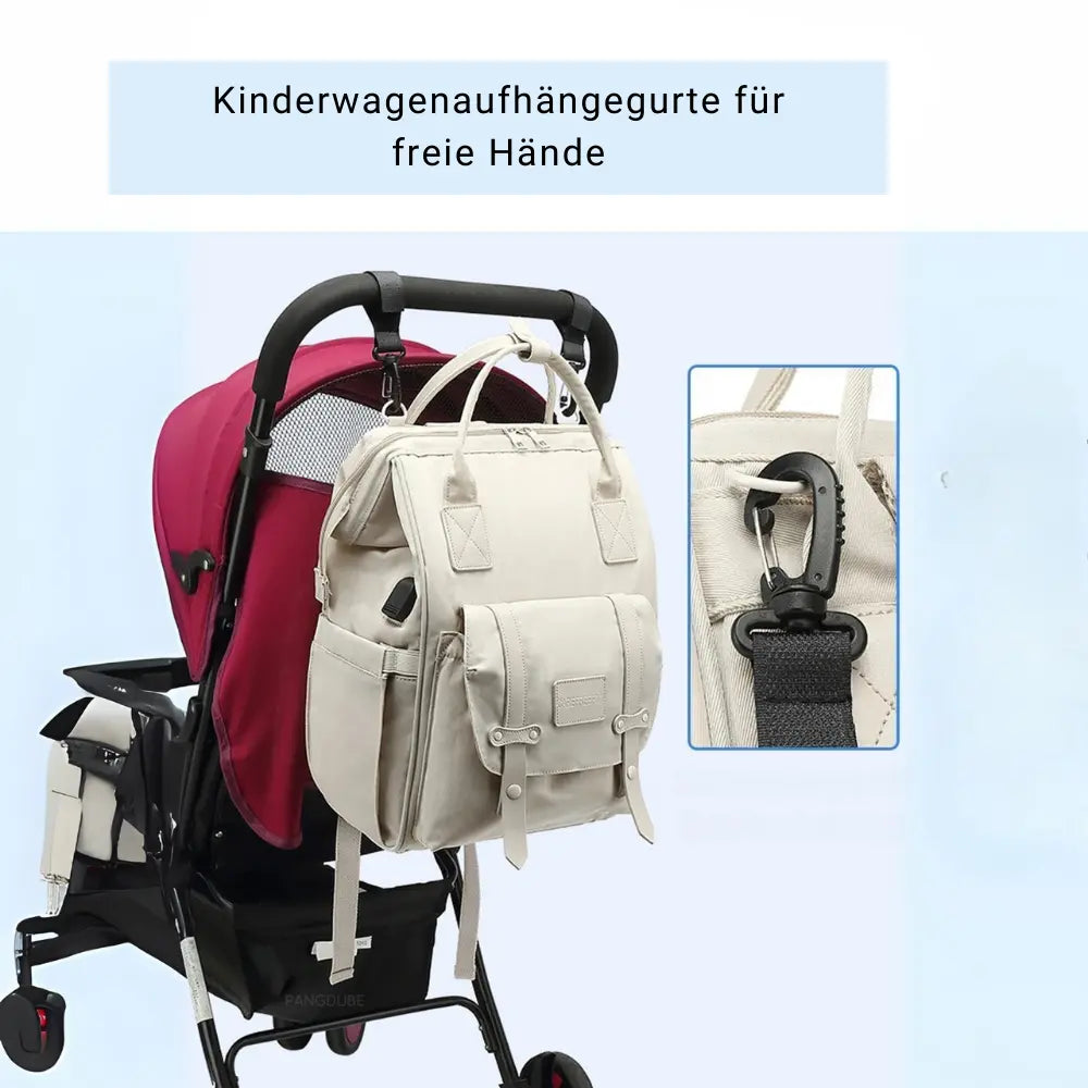 Wickeltasche Baby-Rucksack – wasserdicht & mit Kinderwagenhaken