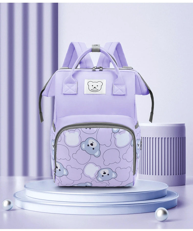 Wickeltasche Rucksack für Kinderwagen – Wasserdicht & Stylisch mit Bärenmuster | Nuvlee