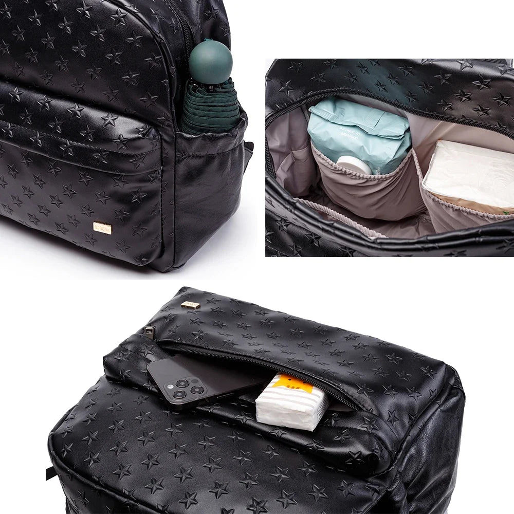 Wickeltasche Schwarz Star – Praktisch & stilvoll für unterwegs | Nuvlee