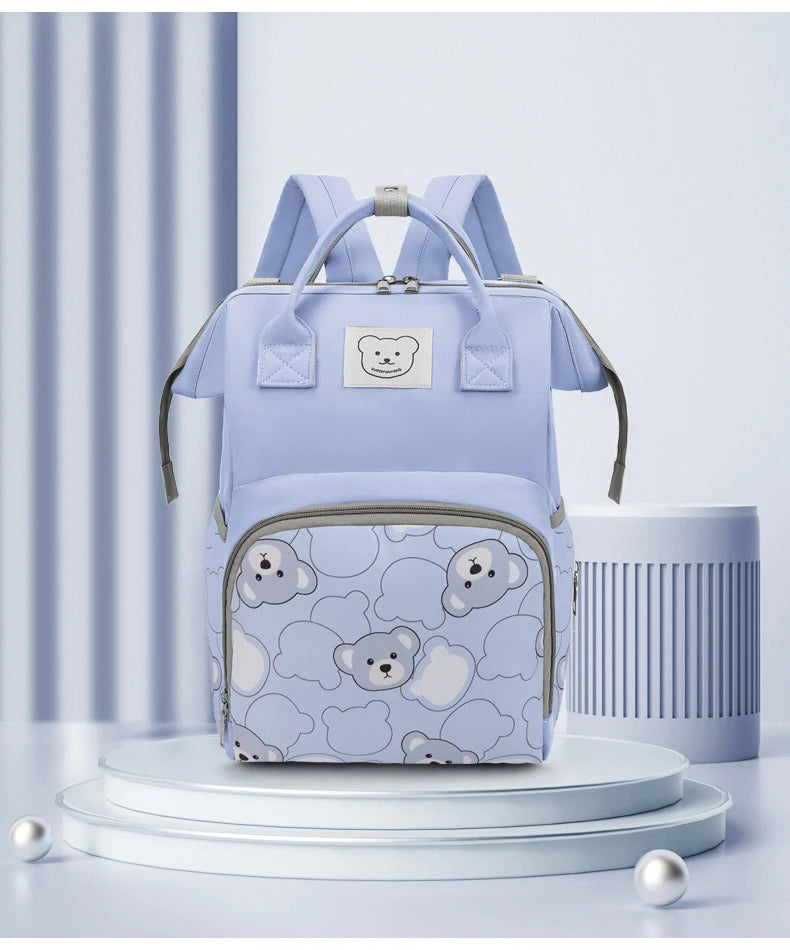 Wickeltasche Rucksack für Kinderwagen – Wasserdicht & Stylisch mit Bärenmuster | Nuvlee