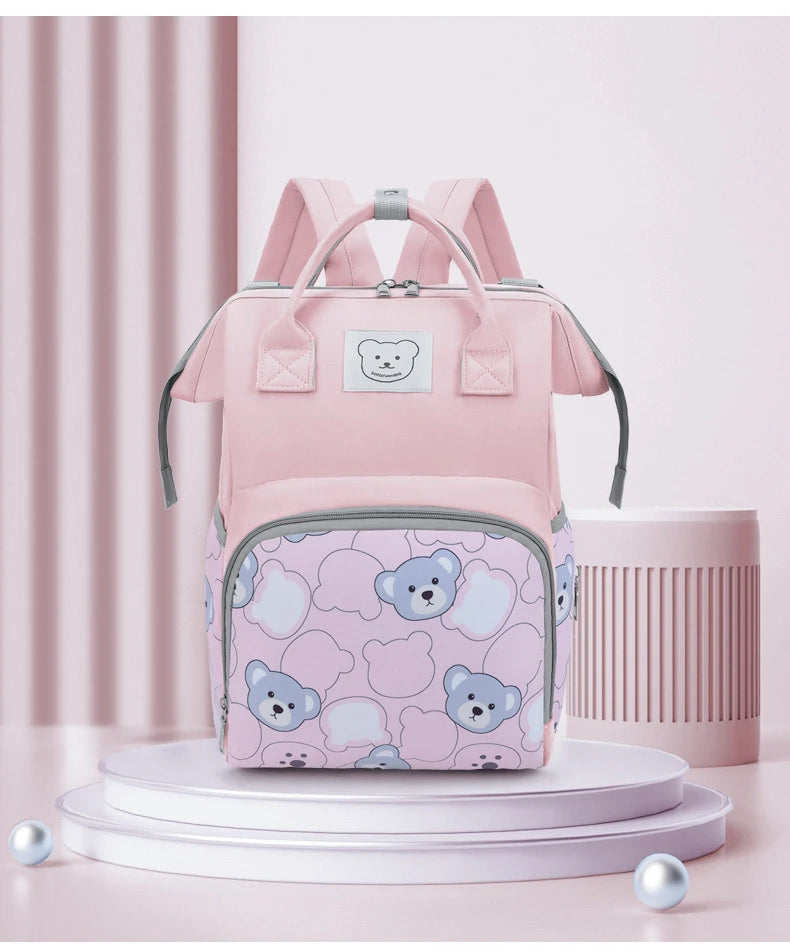 Wickeltasche Rucksack für Kinderwagen – Wasserdicht & Stylisch mit Bärenmuster | Nuvlee