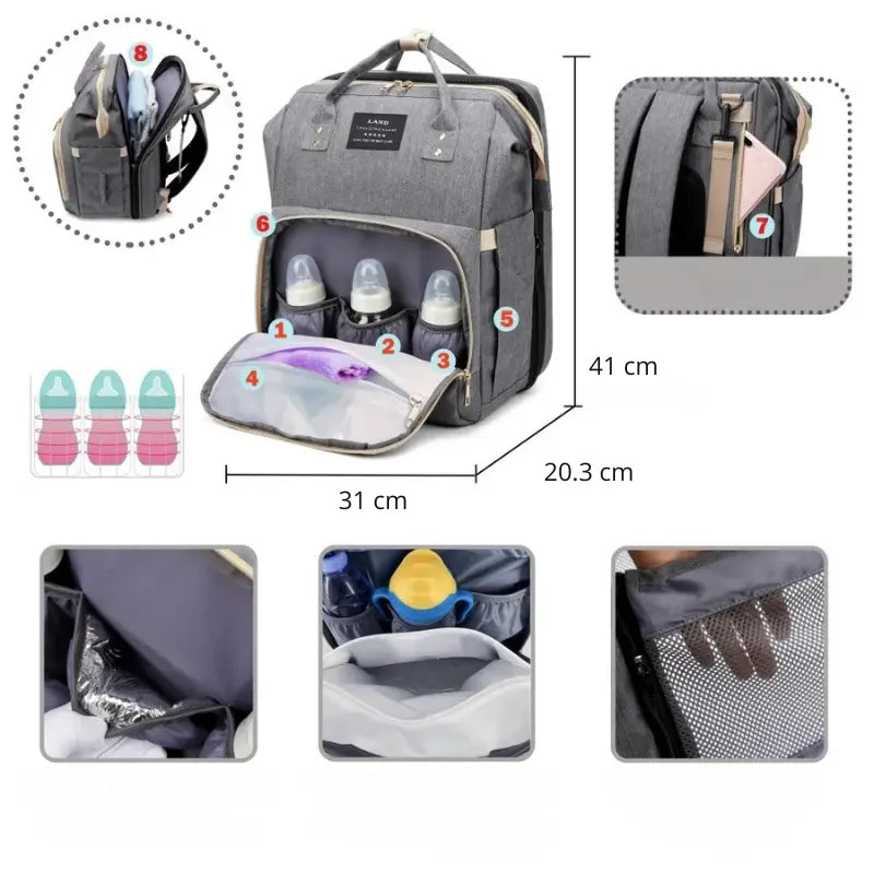 Wickelrucksack mit Babybett – Groß & Leicht | Nuvlee