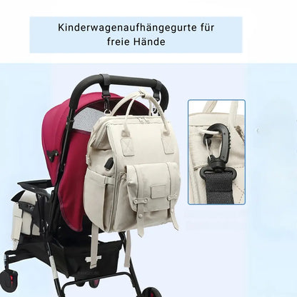 Wickeltasche Baby-Rucksack – wasserdicht & mit Kinderwagenhaken