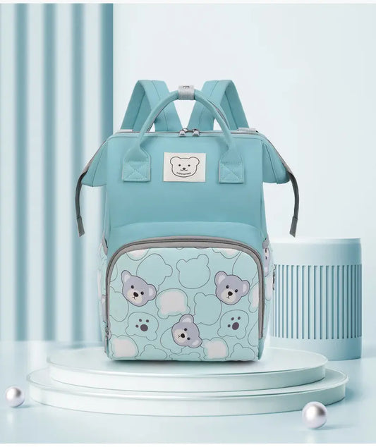 Wickeltasche Rucksack für Kinderwagen – Wasserdicht & Stylisch mit Bärenmuster | Nuvlee